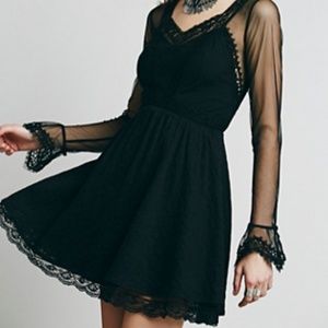Free People Victorian Mini Dress Black Lac…